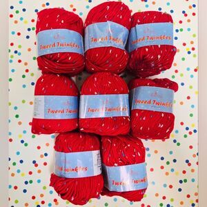 8 Skeins KNITPAL TWEED TWINKLE BABY YARN RED